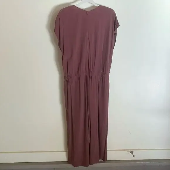 Eileen Fisher Salmon Rust Wrap Elastic Waist Sleeveless Cropped Jumpsuit - Picture 2 of 10